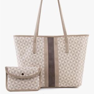 Montana West Geometric Tan and Brown Tote Bag